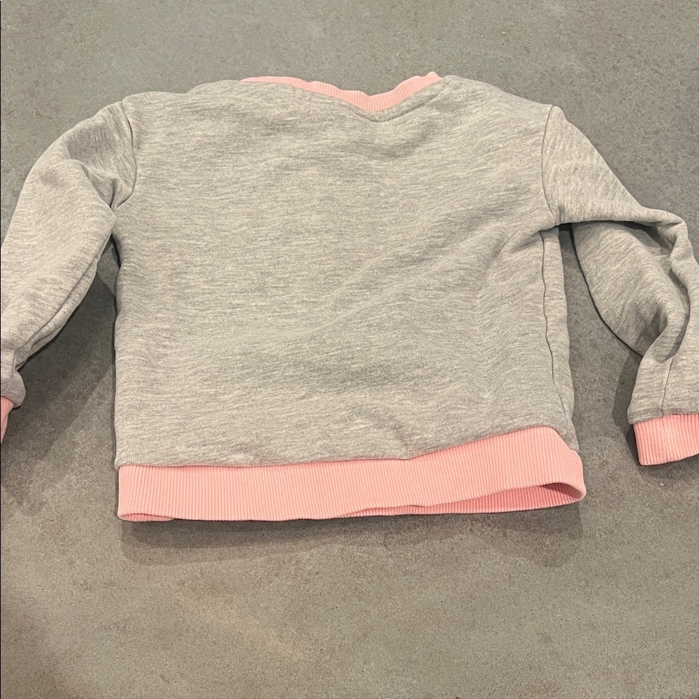 Andy & Evan toddler girl Grey Sweatshirt with Pink Heart Patch 2T - Picture 4 of 4